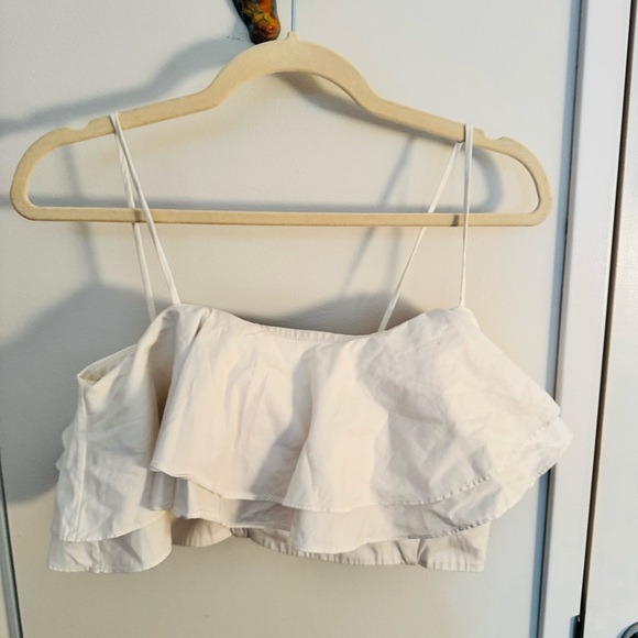 ZARA white cropped flutter top - Picture 2 of 4